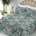 thumbnail image 3 of Ambesonne Baroque Fitted & Flat Sheet with Shams 4 Pcs Set, Royal Flora Curlicue Damask, Full, Pale Grey Hunter Green, 3 of 5