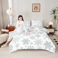thumbnail image 4 of Manfei Grey Winter Snowflake 3-Piece Full Size Comforter Sets for Boys Girls,Merry Christmas Bedding Comforter Set,Happy New Year Lightweight Bedding Sets,Lightweight Room Decor,Reversible, 4 of 8