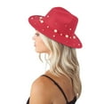 thumbnail image 6 of IDALL Bucket Hats Fedora Hats for Women Ladies Fashion Fedora Hat Panama Hat With Handmade Pearls Beach Hat Red One Size, 6 of 8