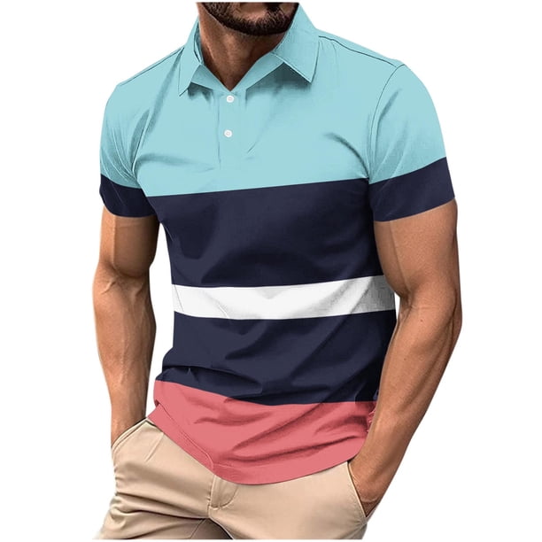 Blusa y camisa de manga corta con cuello vuelto para hombre, informal, de manga larga, con botones estampados, de poliéster