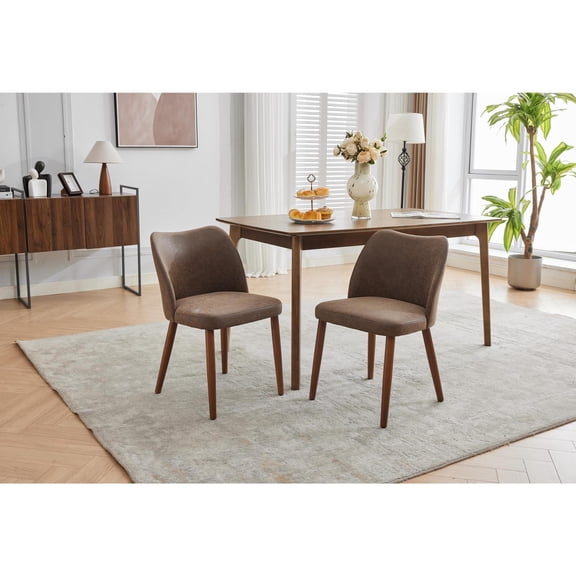 Taupe Modern PU Upholstered Dining Chairs Set of 2 Home Kitchen Furniture
