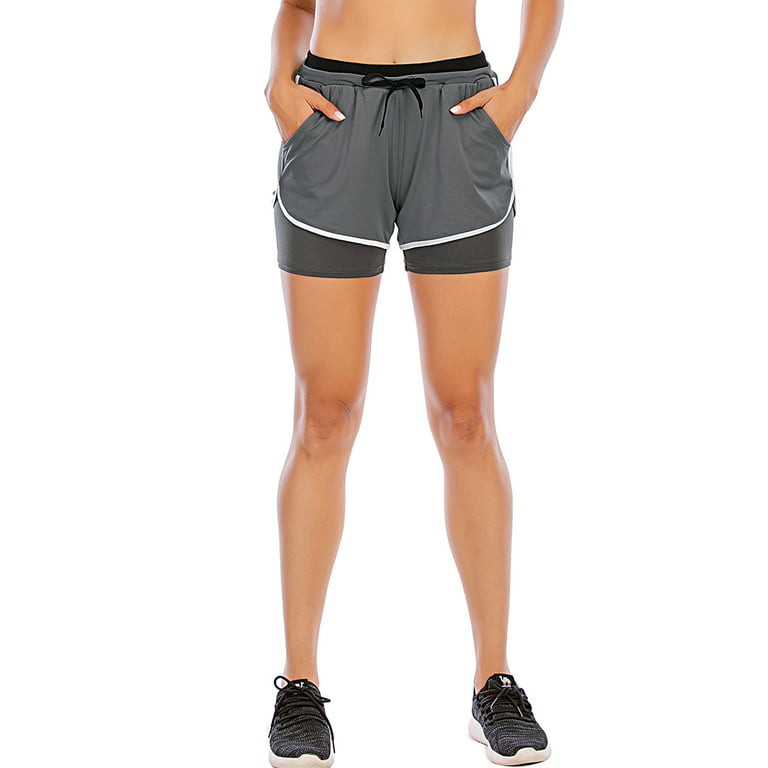 SAYFUT Women's Performance Double layer Running Shorts Workout