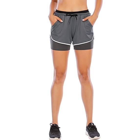 Women's Summer Pants Elastic Waistband Double Layer Sport Shorts Workout Gym Fitness Leggings Pants Shorts