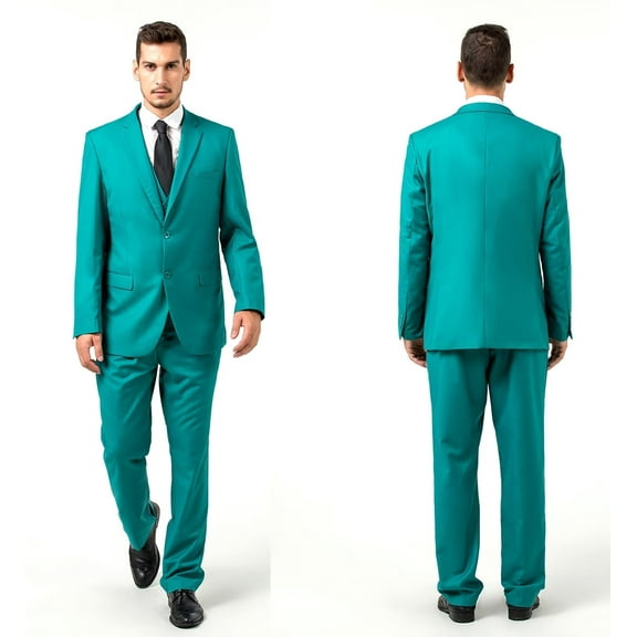 Visaccy Men’s Slim Fit Suit Two Button 3-Piece Blazer Dress Business Wedding Party Jacket Vest and Pant