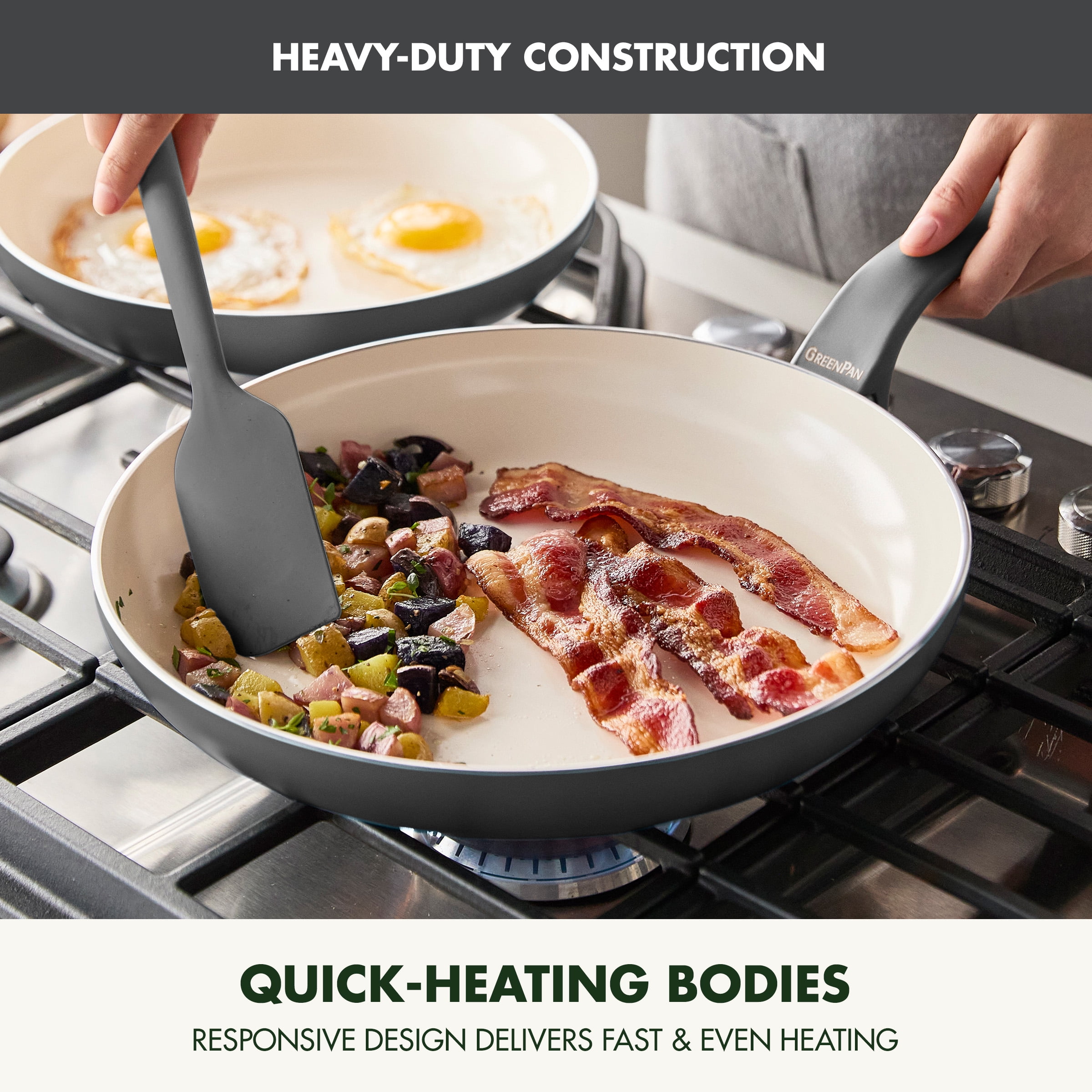 GreenPan Essence 10″ Ceramic Nonstick Frypan – Oven Safe, Dishwasher Safe, Stay-Cool Handle, Gray​