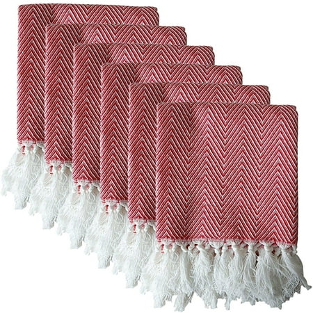 

Tassel Woven Fabric Napkin Placemat Wave Pattern Yarn-Dyed Tea Towel Convenient Farmhouse Decor Home Kitchen Towels Decorative Set 40*60Cm