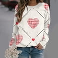 thumbnail image 2 of VALMASS Chandails en Molleton de la Saint-Valentin pour Femmes Manches Longues Col Rond Décontracté Mode Ample Blouses (TG, Blanc-C), 2 of 4