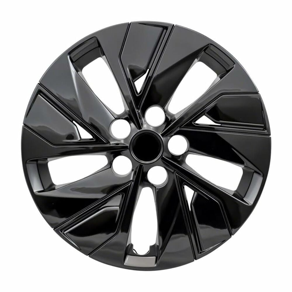 Fuel Rider Set of 4 16 inch Gloss Black Snap-On Hubcaps With 5 Split Spoke Compatible With 2019-2024 Nissan Altima Standard Steel Wheel Covers