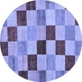 thumbnail image 1 of Ahgly Company Indoor Round Checkered Blue Modern Area Rugs, 6' Round, 1 of 4