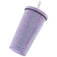 thumbnail image 2 of Botella de agua de 500 ml de acero inoxidable con decoración de diamantes de imitación, taza de agua al vacío para mujer, 2 of 14