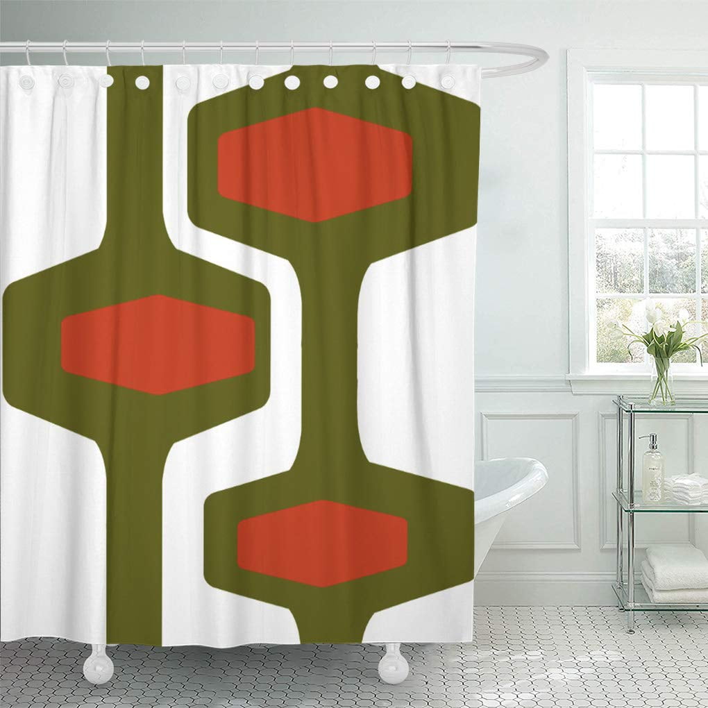 CYNLON Green Modern Retro Architecture Orange Mid Century Black White