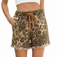 thumbnail image 2 of Women'S Summer Mid Waist Elastic Denim Shorts Stretchy Short Casual Hot Pants with Pockets Leopard Pattern XL, 2 of 8