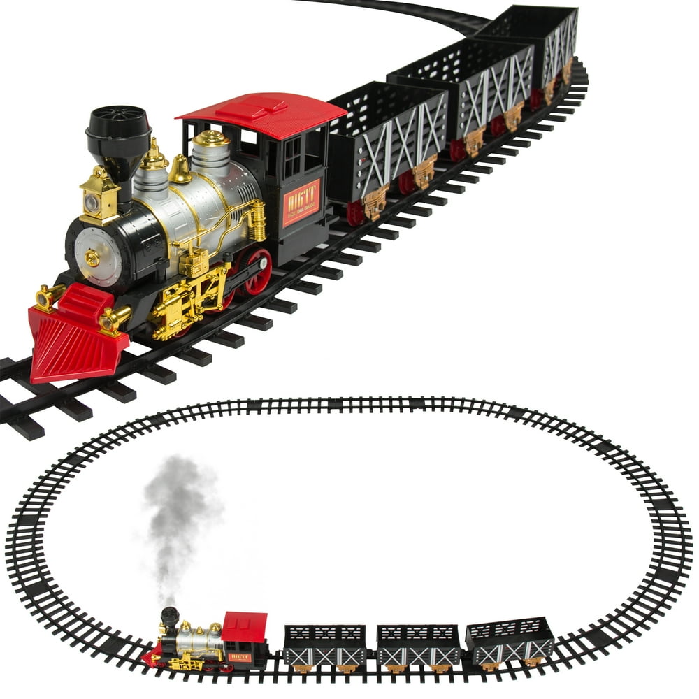 Best Choice Products Kids Classic Electric Railway Train Car Track Toy Set w/ Real Smoke, Music