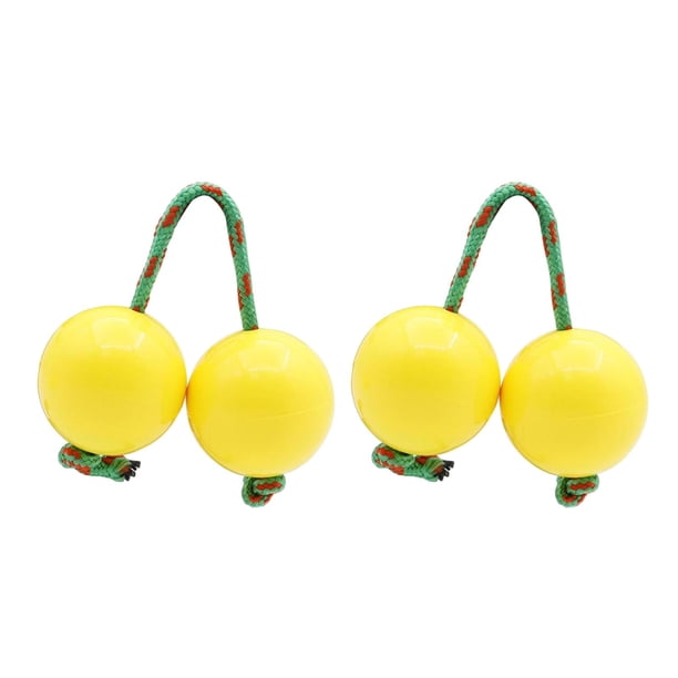 2 pares de sonajas africanas, instrumento musical de percusión con bolas y punteras. Amarillo