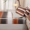 thumbnail image 5 of Homewish Orange Geometric Stripes Zipper Twin Comforter Sets with Fitted Sheet and 2 Pillowcases,Contemporary Artwork Zipper Bedding Set,Light Gray Reversible,4pcs, 5 of 8