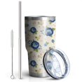 thumbnail image 2 of 30oz Pioneer Flower Floral Print Pattern Tumbler, Double Wall Vacuum Insulated Cup, BPA-Free Leak Proof Lid & Reusable Straws, Hot 12h, Cold 34h, 2 of 6