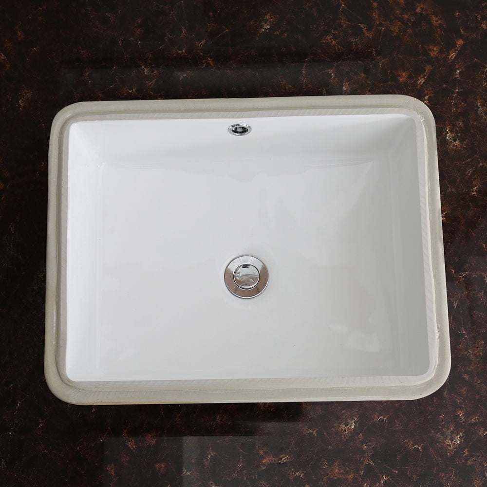 Kepooman 1637W Home Rectangular Lavatory Undercounter, Ceramic Sink for Bathroom, White, 17" x 13"