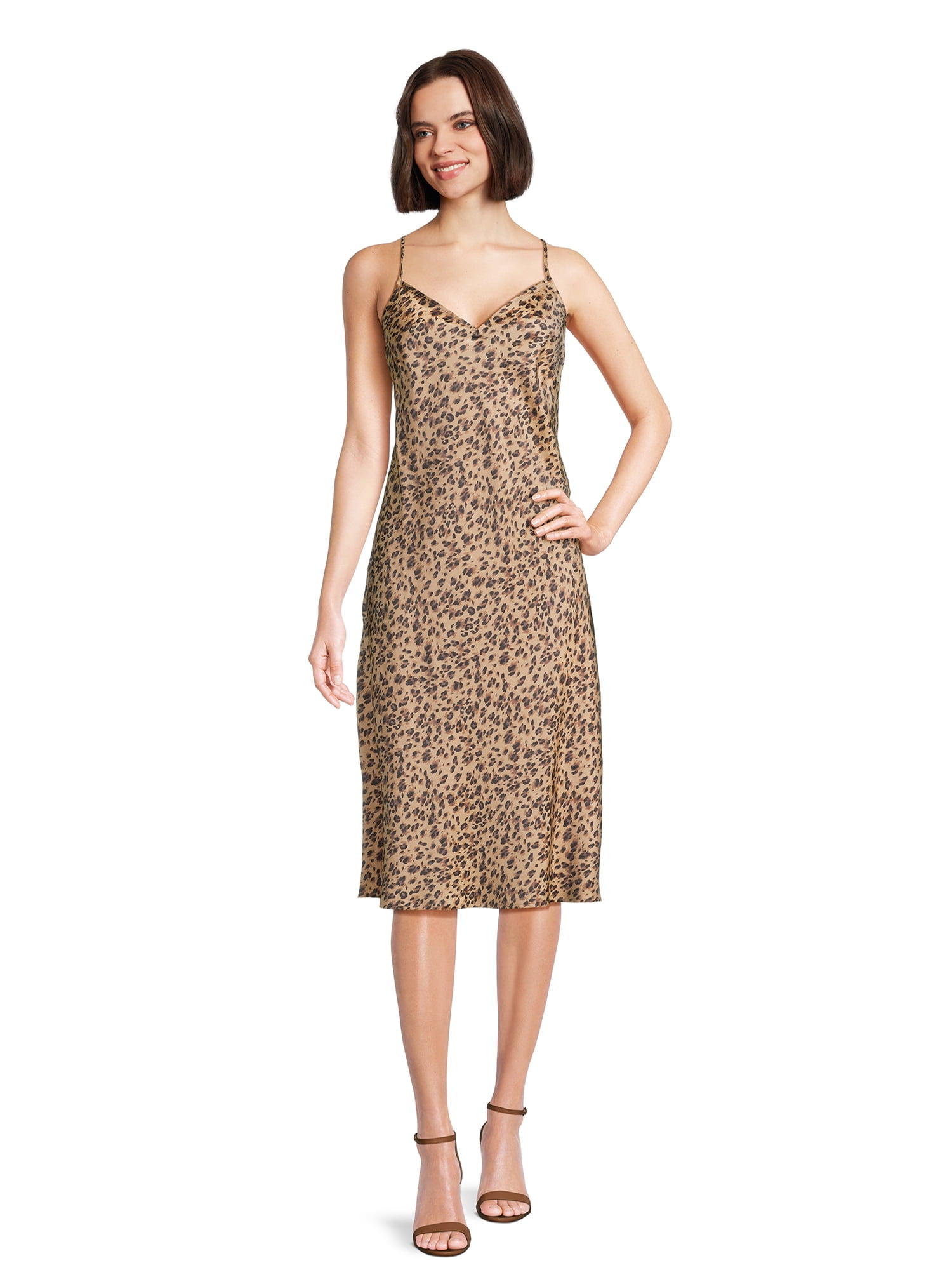 Time and Tru women's Bias Cut Slip Dress - V-Neck Midi