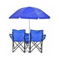 thumbnail image 2 of GoTeam Double Folding Chair Set with Umbrella and Cooler Bag, Blue, 2 of 6