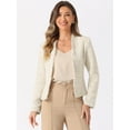 thumbnail image 4 of DARING DIVA Plaid Tweed Blazer for Women's Open Front Work Office Jacket XS Beige, 4 of 6