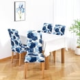 thumbnail image 2 of Dining Room Chair Covers Set of 4, Soft Stretch Kitchen Chair Covers Slipcover Protector, Removable Washable Geometric Parson Chair Covers 4 Pack, Navy Blue, 2 of 6