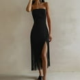 thumbnail image 1 of Robe Tube Sexy pour Femmes avec Franges Robe Cocktail Fendue Unie Vestidos de Soirée, 1 of 9
