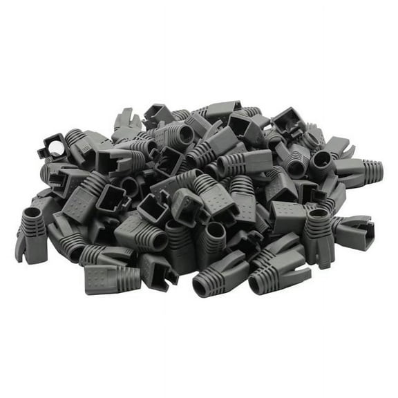 YIOVVOM Soft Plastic Ethernet RJ45 Cable Connector Boots Cover Network Strain Relief Boots CAT6A CAT7 CAT8 100PCS (Dark Gray)
