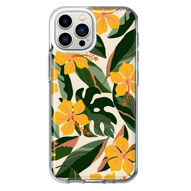Mundaze - Case for Apple iPhone 13 Pro Max Slim Shockproof Hard Shell Soft TPU Heavy Duty Protective Phone Cover - Vintage Tropical Flowers
