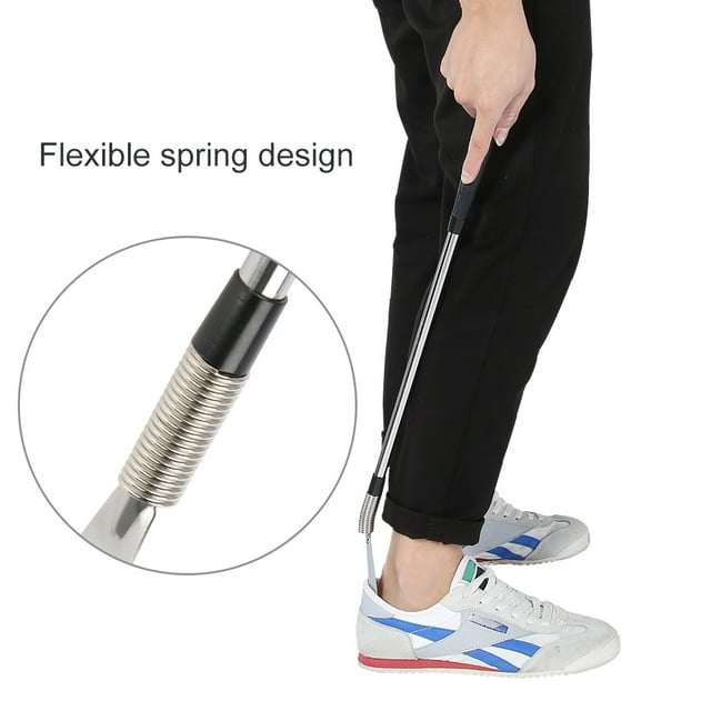 Flexible Spring Stainless Steel Portable Shoe Horn, Shoe Horn, Non-Slip Rubber Handle For Market Home