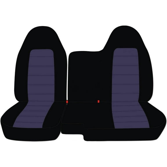 Fits 1998-2003 Ford Ranger Velour Seat Covers 60/40 Bench-No Armrest:Blk- Blue Gray