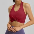 thumbnail image 5 of AUNVITO Women's Halter Neck Sports Bra with Removable Padding High Elasticity Breathable Yoga and Athletic Style, 5 of 8