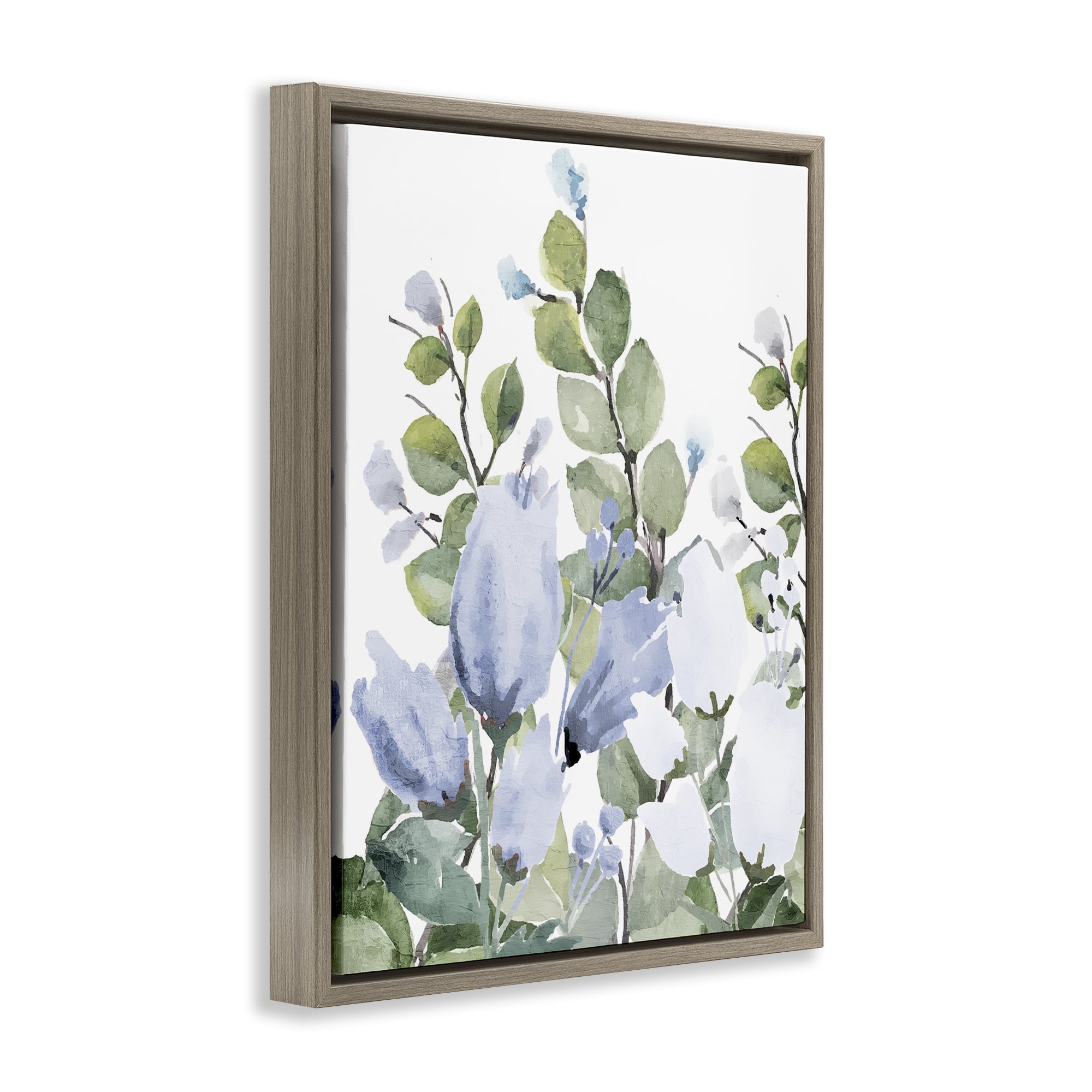 Stupell Industries Blue Spring Botanicals Brown Framed Floater Canvas Wall Art, design by Kim Allen