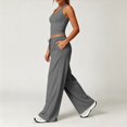 thumbnail image 4 of uvwlwu Women 2 Piece Workout Outfit Racerback Tank Top Waist Wide Leg Pants with Pockets Casual Set for Running Yoga Fitness Activities,M, 4 of 9