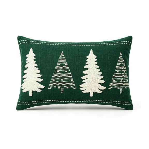 Btomtd Velvet Throw Pillow Cover 12 x 20 Inch, Christmas Embroidered Pillow Cases, Holiday Decorative Cushion Cover for Xmas Sofa Couch, B
