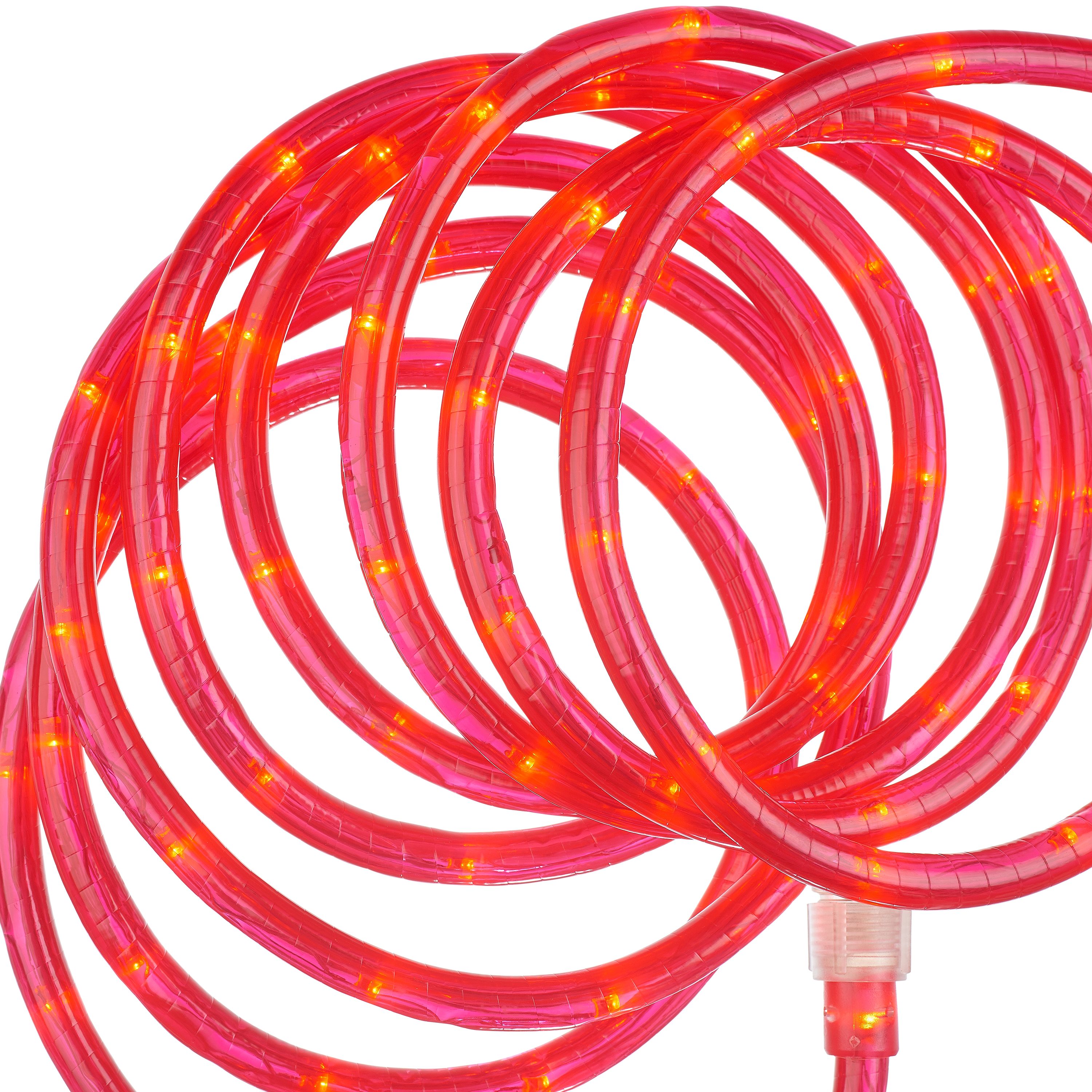 Holiday Time Indoor and Outdoor LED Red Rope Christmas Lights, 15