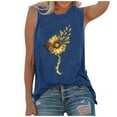 thumbnail image 2 of HOMBOM Tank Tops Blue Sleeveless Crew Neck Tunic Blouse Tops Sunflower Print Trendy Tops for Women 2024 XXL, 2 of 4