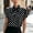Black, variant on Bow Women’S Blouses Short Sleeve Polka Dot Work Tops Business Summer Pullover Halter Slim Fit Shirts