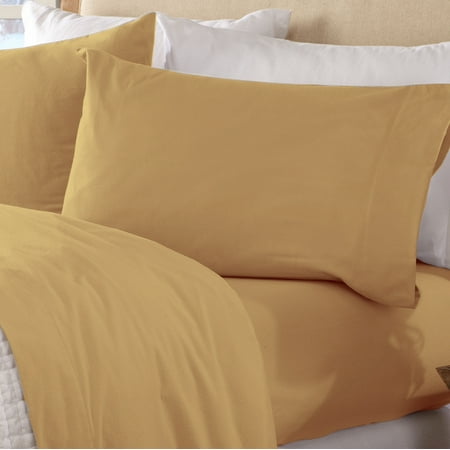 Great Bay Home Cotton Solid Flannel Sheet Set (Queen Marigold)