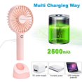 thumbnail image 3 of Mini Handheld Fan Portable, Hand Held Personal Fan Rechargeable Battery Operated Powered Cooling Desktop Electric Fan with Base, 2500Mah Battery 4 Modes for Home Office Travel Outdoor, 3 of 6