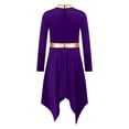 thumbnail image 4 of Xnihocha Kids Girls Liturgical Worship Dress Long Sleeve Praise Stripe Dance Dress Tunic Asymetrical Robe Purple 16, 4 of 7