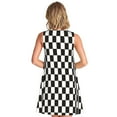 thumbnail image 2 of Bixox Black and White Checkerboard Print Women's Sleeveless A-Line Dress with Pockets, Casual Knee-Length Tank Dress for Summer-Small, 2 of 7