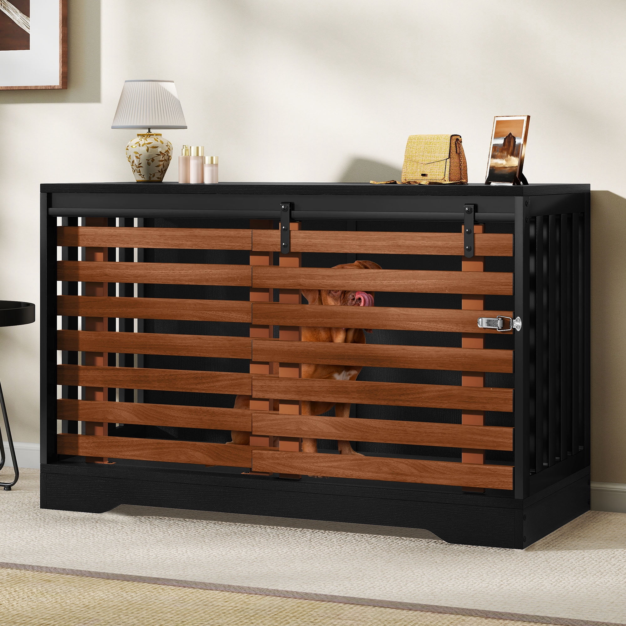 Uforic 71-inch Heavy Duty Pet Furniture Crate, Dual Kennel Table