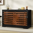 thumbnail image 3 of Dextrus Dog Crate Furniture for Medium,Large Dog, XL Wooden Indoor Kennel with Sliding Door & Latch, Dog Cage with Slatted Design for Living Room, Black & Wood, 3 of 10