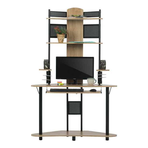 Calico Designs Corner Computer Desk With Tower Ashwood Finish