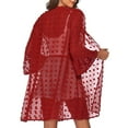 thumbnail image 3 of Womens Tops Dot Chiffon 3/4 Sleeve Beach Cover Up Sheer Trendy Tops, 3 of 3