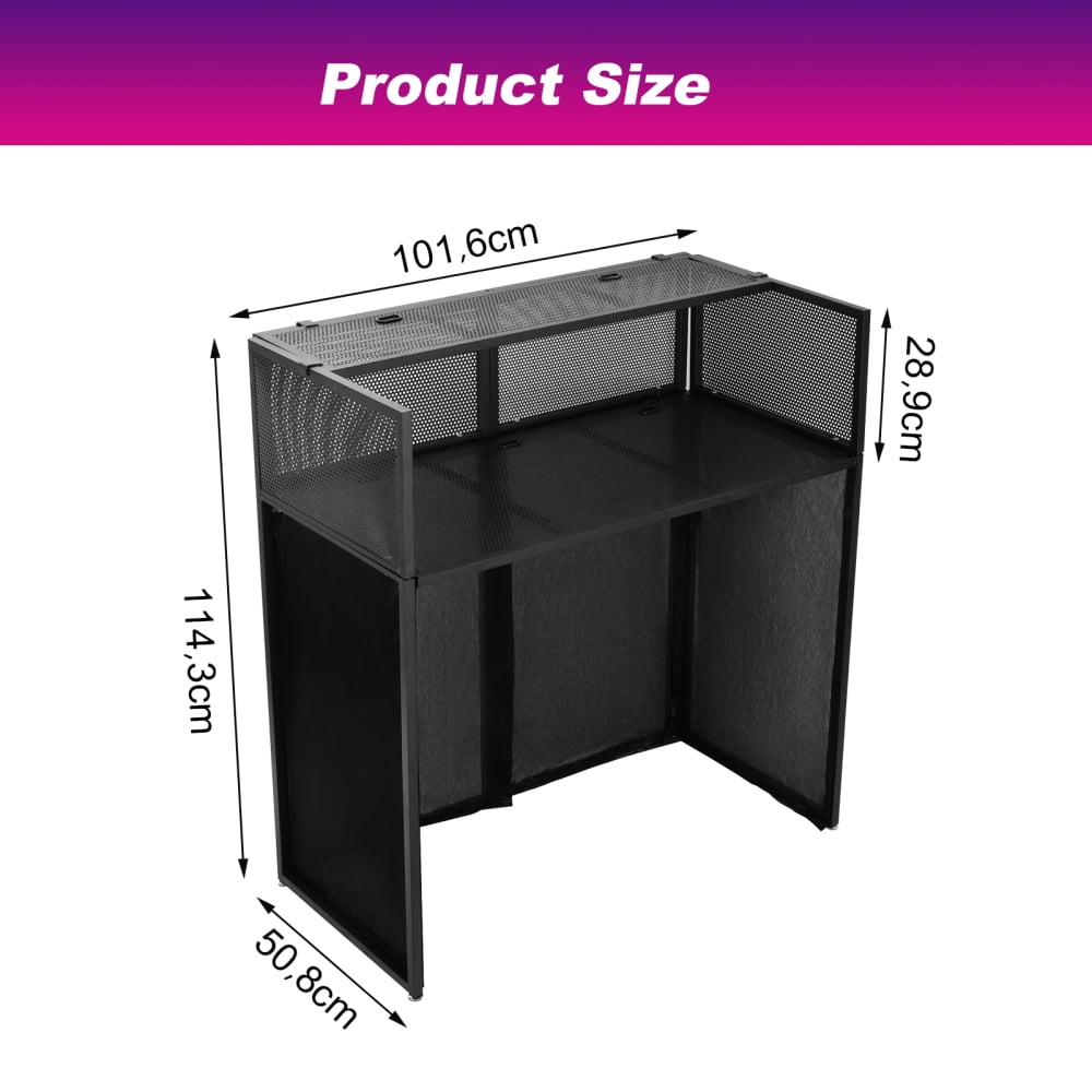 Portable DJ Facade Booth DJ Table Stand Booth With White & Black Scrim for Party