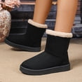 thumbnail image 4 of FRSASU Suede Ankle Boots for Women Fleece Cozy Faux Lining Pull On Winter Outdoor Indoor Boots Black, 4 of 9