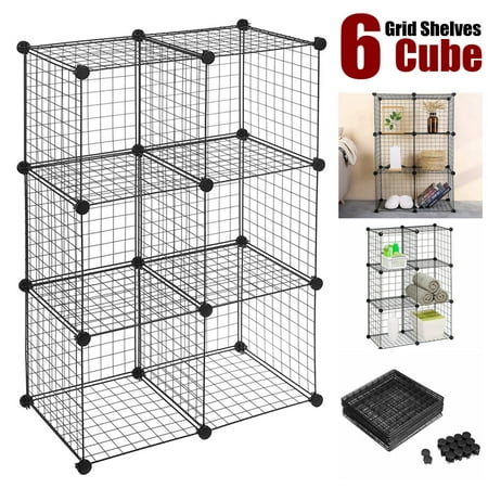 AUGIENB 43" 6 Cube Storage Metal Wire Cube Organizer Cubes DIY Storage Shelves Closet Grids Wire Cubes Stackable Storage Bins...