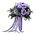 thumbnail image 6 of Wedding Bouquets, Artificial Flower Bouquet Bridesmaid Holding Handmade Silk Flower Bridal Bouquet for Anniversary DIY Bridal Shower Supplies Violets, 6 of 10