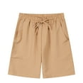 thumbnail image 3 of Men's Casual Linen Wide Leg High Waisted Knee Length Beach Summer Shorts Comfortable Lightweight, 3 of 7